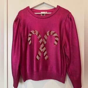 Queen of Sparkles Pink Candy Cane Sweater